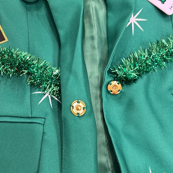 TIPSY ELVES Women’s Gaudy Ornament Green Garland Christmas party Blazer Sz M NWT - Picture 6 of 12